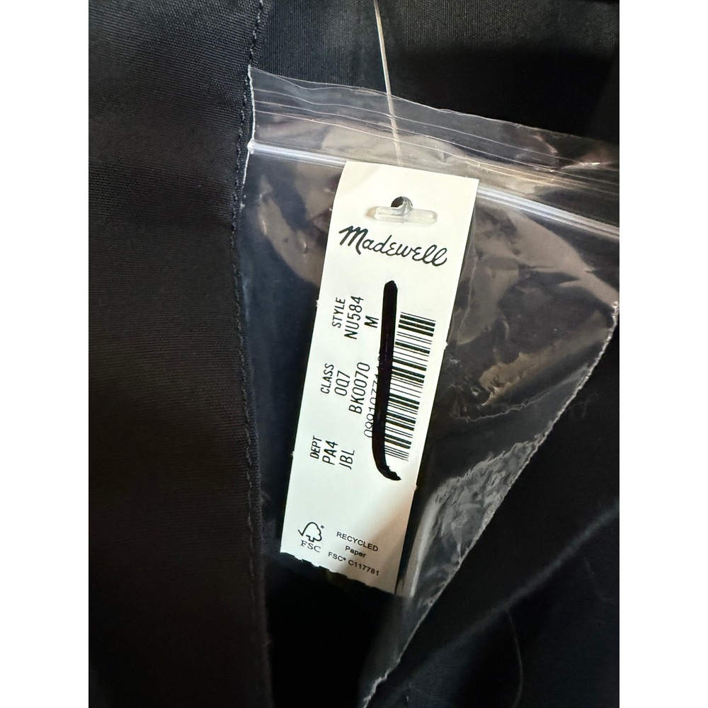 Madewell Flutter Sleeve Button-Front Mini Dress in Poplin Black Medium NWT - Picture 6 of 8